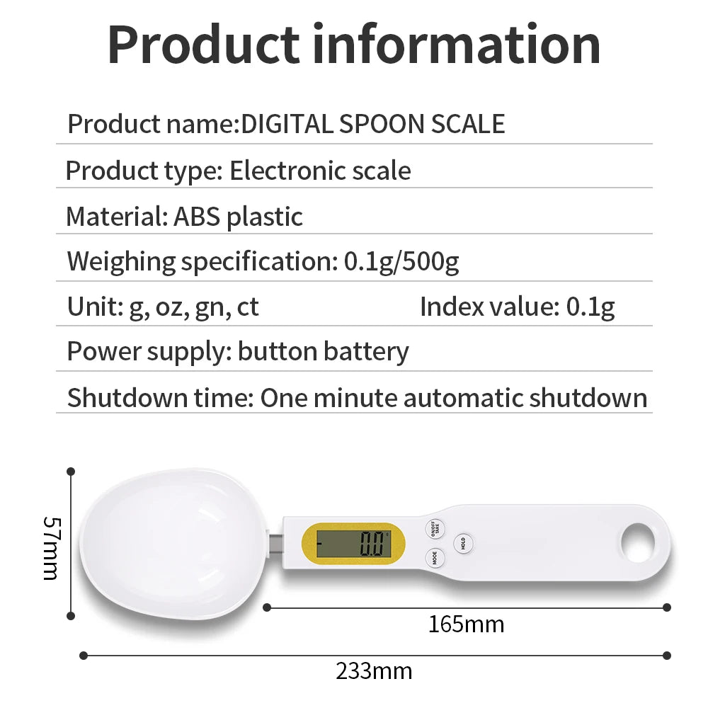Digital Measuring Spoon With LCD Display - Kitchen Scale For Cooking And Baking