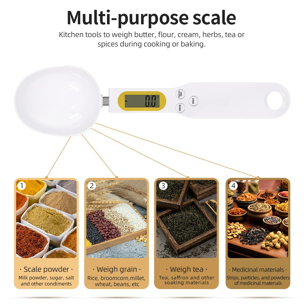 Digital Measuring Spoon With LCD Display - Kitchen Scale For Cooking And Baking